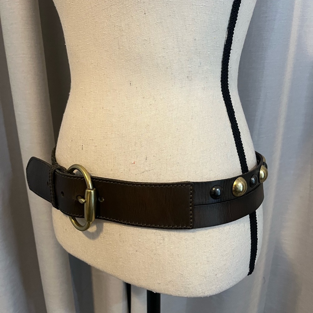 Linea Pelle Dark Brown Belt with Brass Buckle